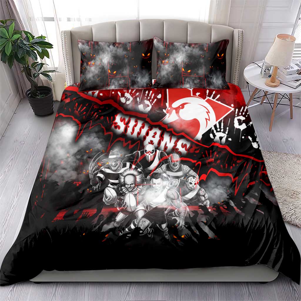 Step Into Horror Domain Swans Football Bedding Set Halloween Horror Movie Characters - Aussie Hoodie