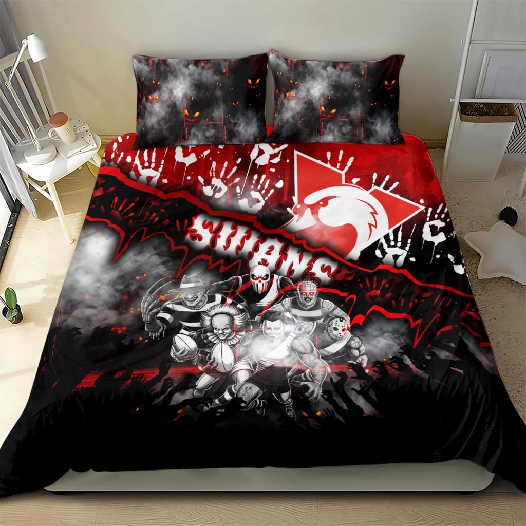 Step Into Horror Domain Swans Football Bedding Set Halloween Horror Movie Characters - Aussie Hoodie