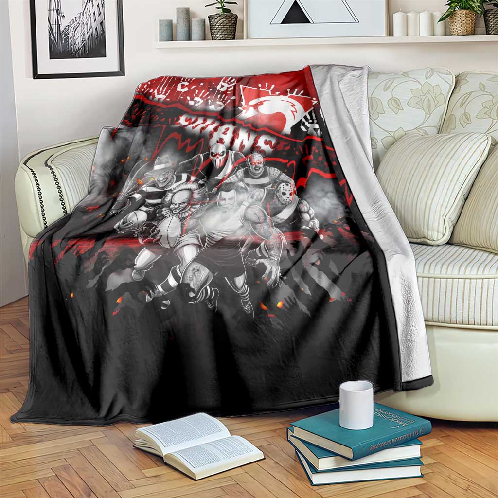 Step Into Horror Domain Swans Football Blanket Halloween Horror Movie Characters - Aussie Hoodie