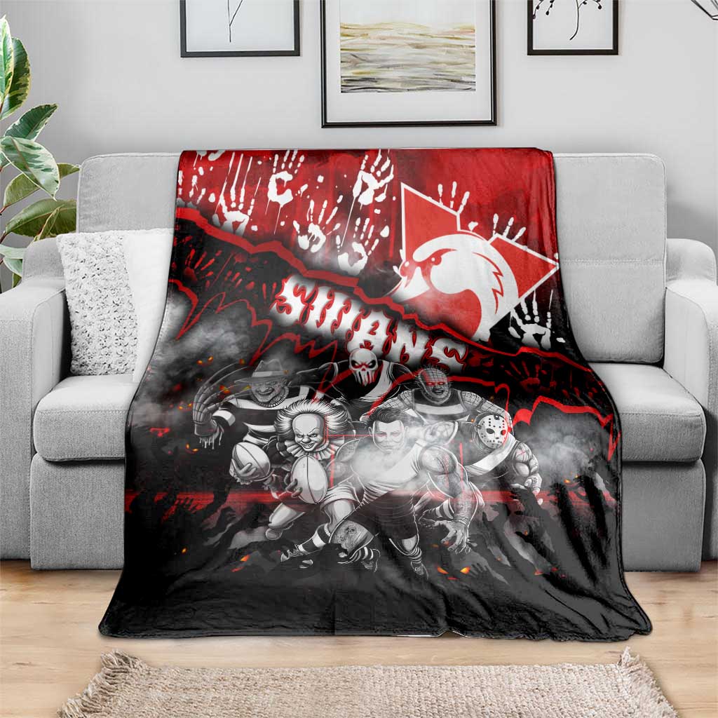 Step Into Horror Domain Swans Football Blanket Halloween Horror Movie Characters - Aussie Hoodie