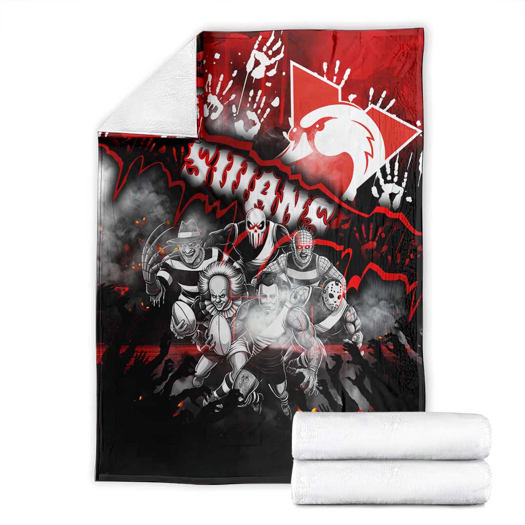 Step Into Horror Domain Swans Football Blanket Halloween Horror Movie Characters - Aussie Hoodie
