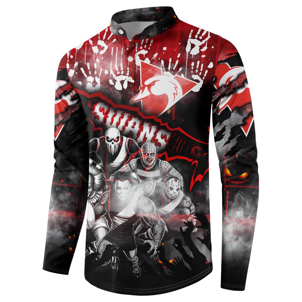 Step Into Horror Domain Swans Football Button Sweatshirt Halloween Horror Movie Characters - Aussie Hoodie