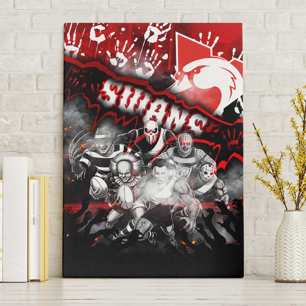 Step Into Horror Domain Swans Football Canvas Wall Art Halloween Horror Movie Characters - Aussie Hoodie