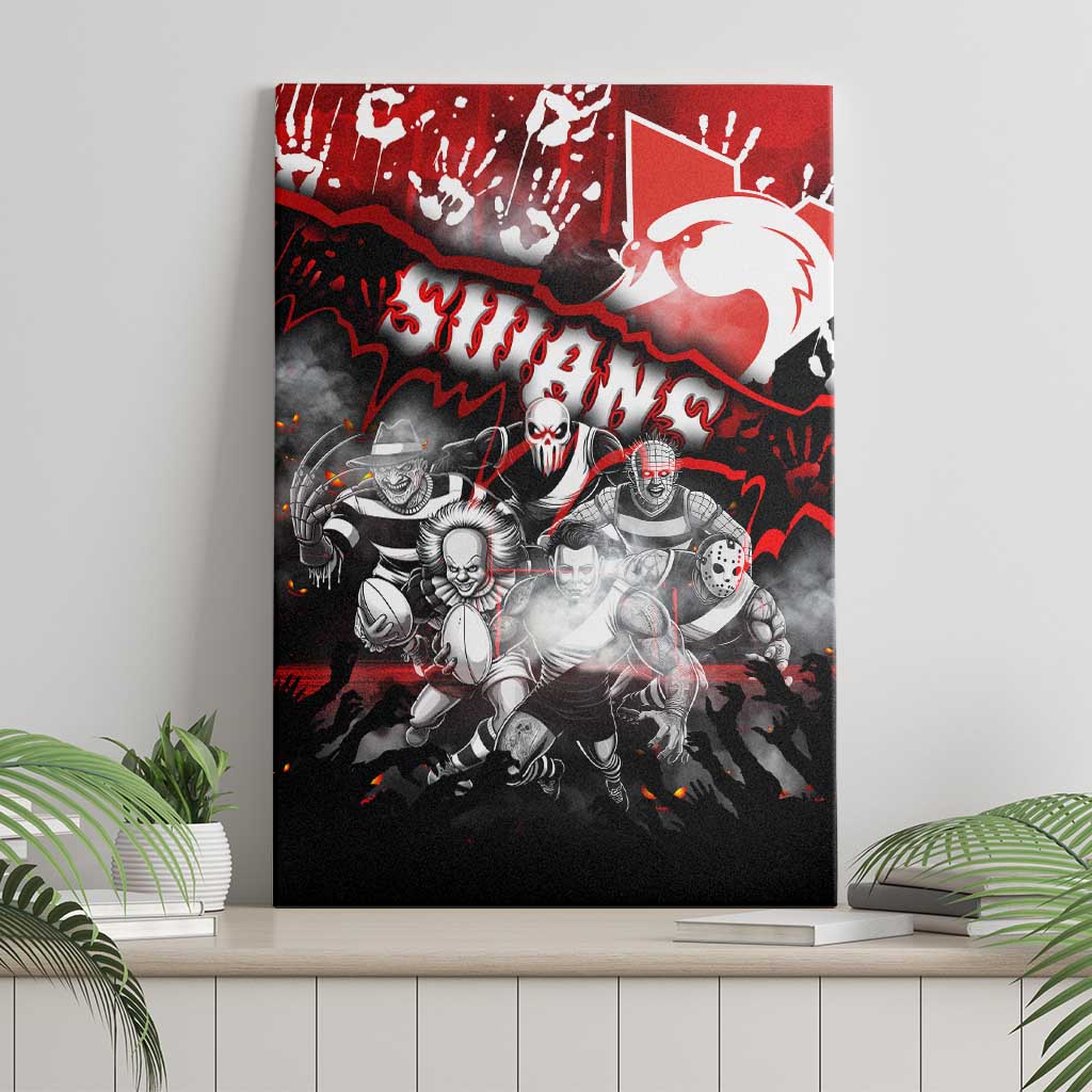 Step Into Horror Domain Swans Football Canvas Wall Art Halloween Horror Movie Characters - Aussie Hoodie
