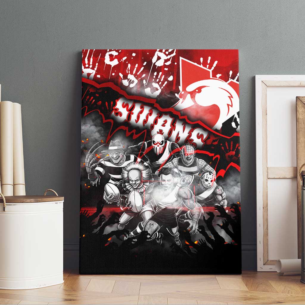 Step Into Horror Domain Swans Football Canvas Wall Art Halloween Horror Movie Characters - Aussie Hoodie