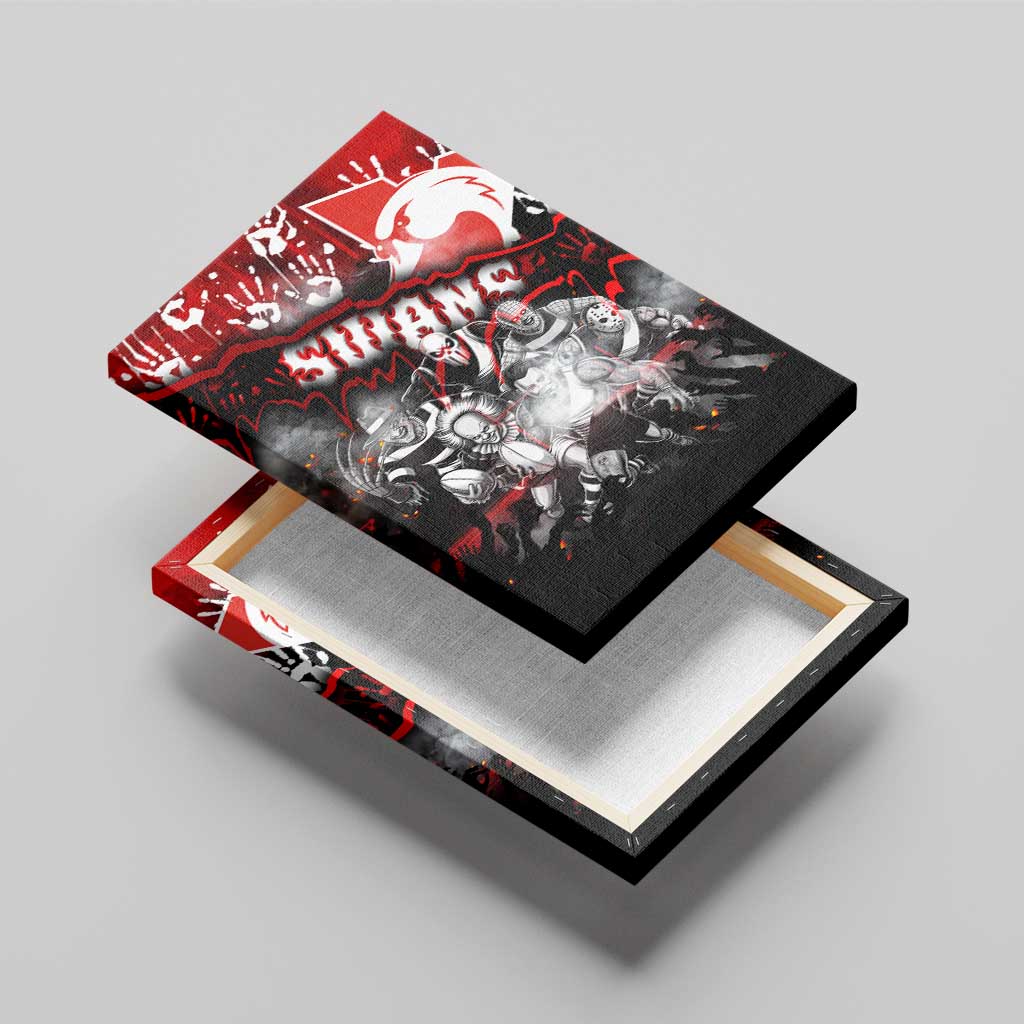 Step Into Horror Domain Swans Football Canvas Wall Art Halloween Horror Movie Characters - Aussie Hoodie
