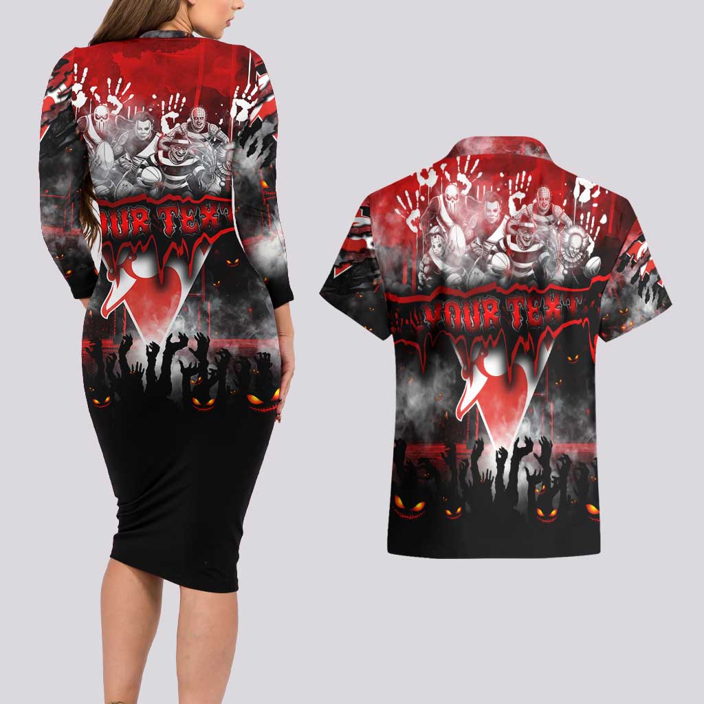Step Into Horror Domain Swans Football Couples Matching Long Sleeve Bodycon Dress and Hawaiian Shirt Halloween Horror Movie Characters - Aussie Hoodie