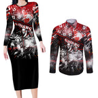 Step Into Horror Domain Swans Football Couples Matching Long Sleeve Bodycon Dress and Long Sleeve Button Shirt Halloween Horror Movie Characters - Aussie Hoodie