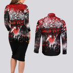 Step Into Horror Domain Swans Football Couples Matching Long Sleeve Bodycon Dress and Long Sleeve Button Shirt Halloween Horror Movie Characters - Aussie Hoodie