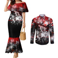 Step Into Horror Domain Swans Football Couples Matching Mermaid Dress and Long Sleeve Button Shirt Halloween Horror Movie Characters - Aussie Hoodie