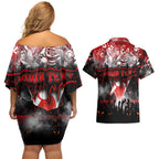 Step Into Horror Domain Swans Football Couples Matching Off Shoulder Short Dress and Hawaiian Shirt Halloween Horror Movie Characters - Aussie Hoodie