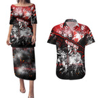 Step Into Horror Domain Swans Football Couples Matching Puletasi and Hawaiian Shirt Halloween Horror Movie Characters - Aussie Hoodie