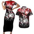 Step Into Horror Domain Swans Football Couples Matching Short Sleeve Bodycon Dress and Hawaiian Shirt Halloween Horror Movie Characters - Aussie Hoodie