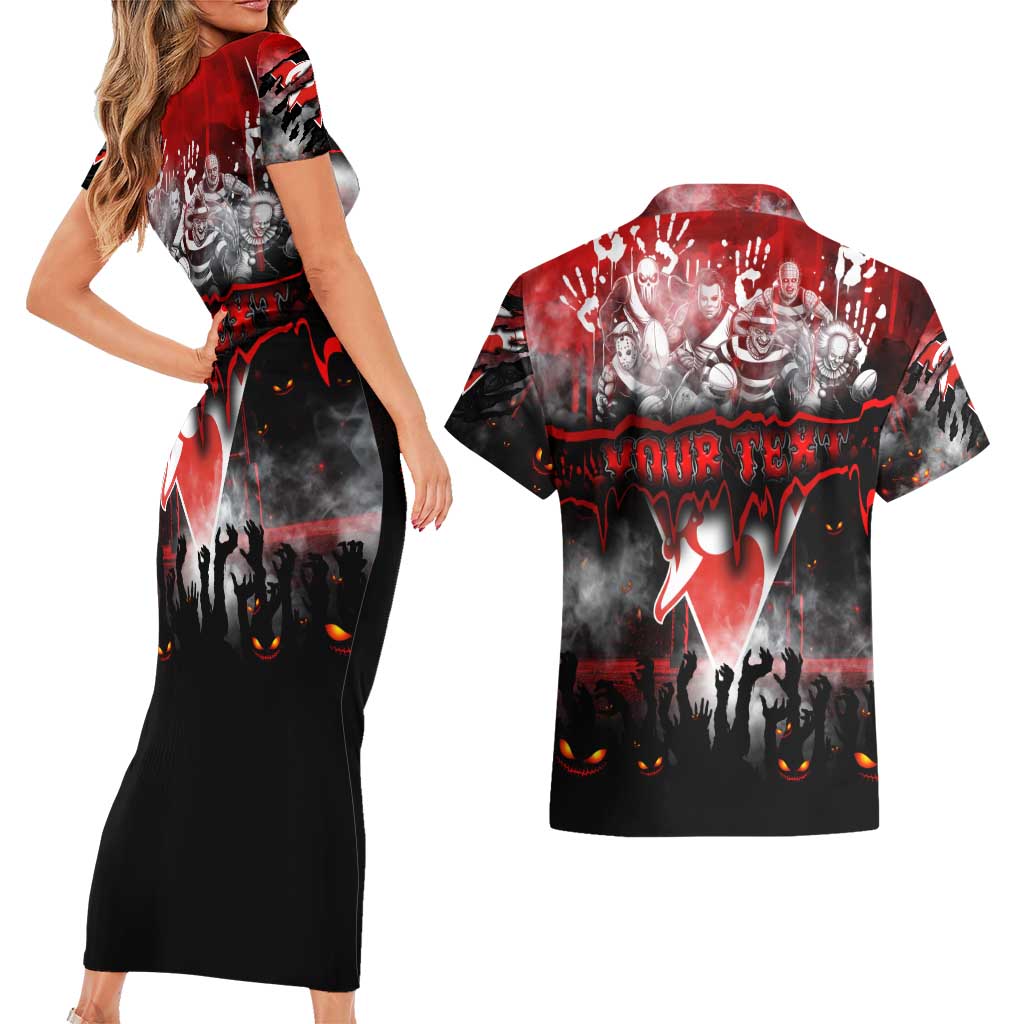Step Into Horror Domain Swans Football Couples Matching Short Sleeve Bodycon Dress and Hawaiian Shirt Halloween Horror Movie Characters - Aussie Hoodie