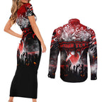 Step Into Horror Domain Swans Football Couples Matching Short Sleeve Bodycon Dress and Long Sleeve Button Shirt Halloween Horror Movie Characters - Aussie Hoodie