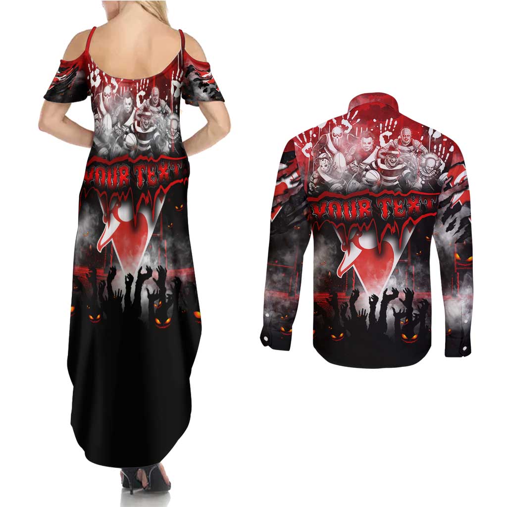 Step Into Horror Domain Swans Football Couples Matching Summer Maxi Dress and Long Sleeve Button Shirt Halloween Horror Movie Characters - Aussie Hoodie