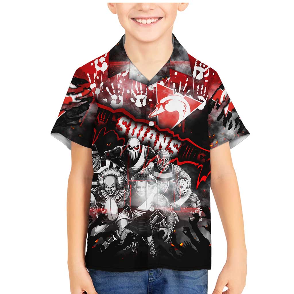 Step Into Horror Domain Swans Football Family Matching Mermaid Dress and Hawaiian Shirt Halloween Horror Movie Characters - Aussie Hoodie