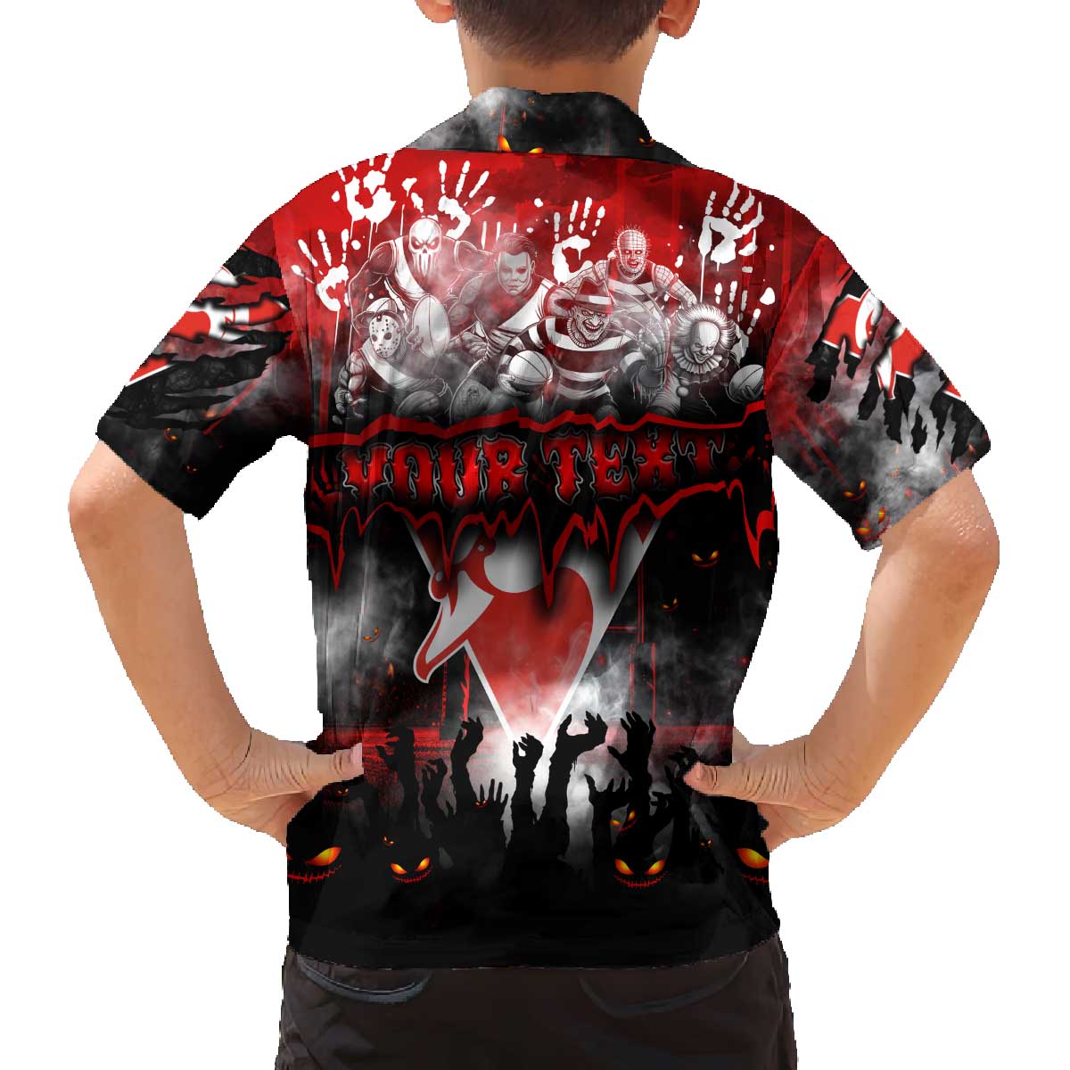 Step Into Horror Domain Swans Football Family Matching Off The Shoulder Long Sleeve Dress and Hawaiian Shirt Halloween Horror Movie Characters - Aussie Hoodie