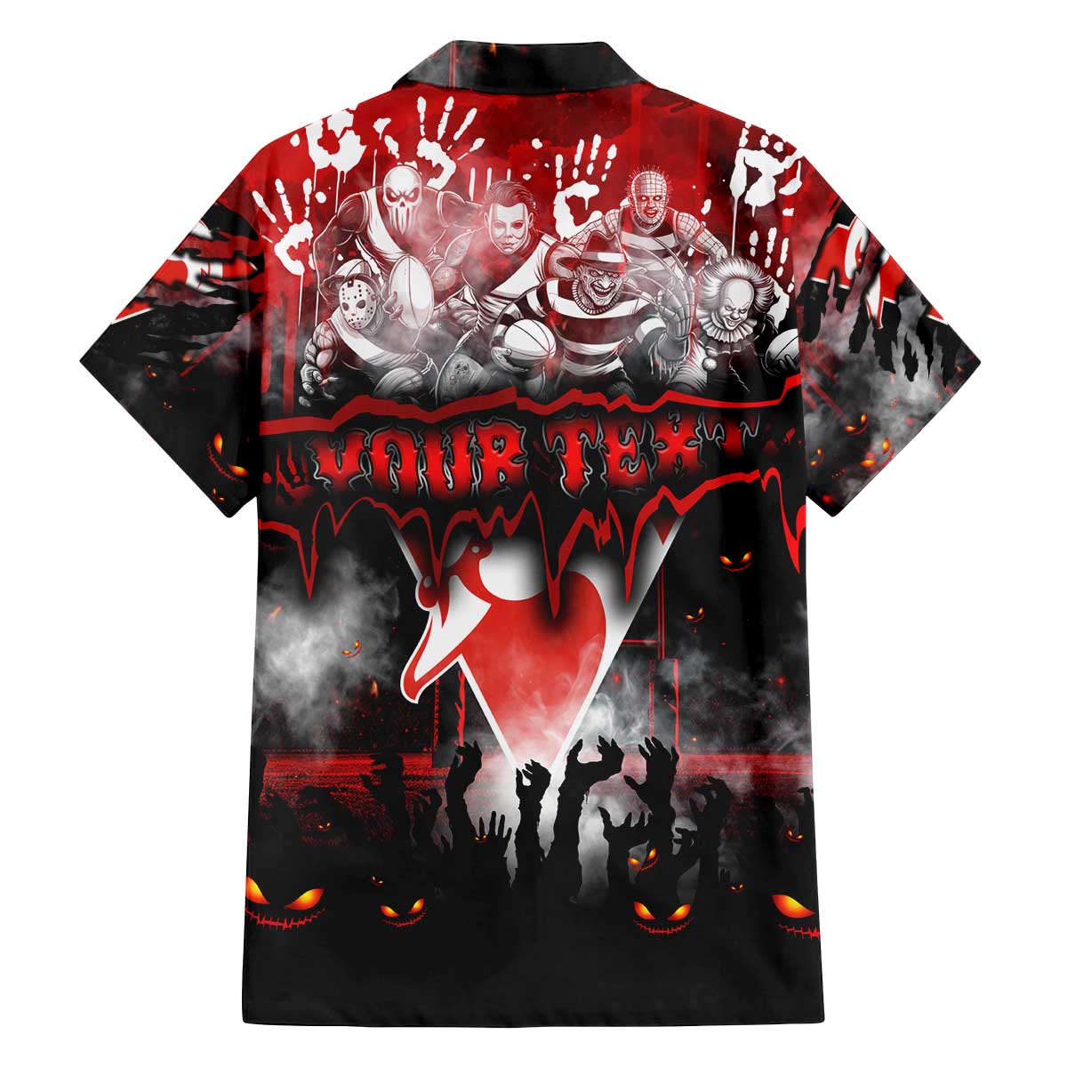 Step Into Horror Domain Swans Football Family Matching Off The Shoulder Long Sleeve Dress and Hawaiian Shirt Halloween Horror Movie Characters - Aussie Hoodie
