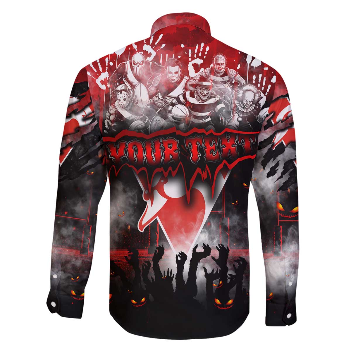Step Into Horror Domain Swans Football Family Matching Off The Shoulder Long Sleeve Dress and Hawaiian Shirt Halloween Horror Movie Characters - Aussie Hoodie