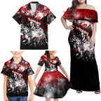 Step Into Horror Domain Swans Football Family Matching Off Shoulder Maxi Dress and Hawaiian Shirt Halloween Horror Movie Characters - Aussie Hoodie