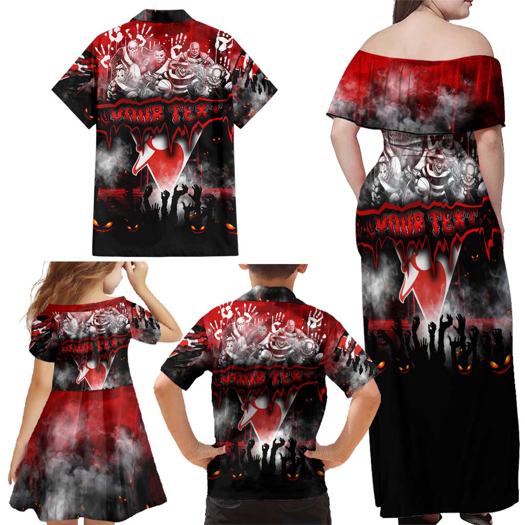 Step Into Horror Domain Swans Football Family Matching Off Shoulder Maxi Dress and Hawaiian Shirt Halloween Horror Movie Characters - Aussie Hoodie