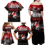 Step Into Horror Domain Swans Football Family Matching Off Shoulder Maxi Dress and Hawaiian Shirt Halloween Horror Movie Characters - Aussie Hoodie