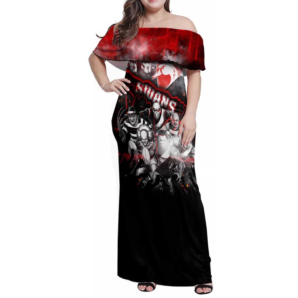 Step Into Horror Domain Swans Football Family Matching Off Shoulder Maxi Dress and Hawaiian Shirt Halloween Horror Movie Characters - Aussie Hoodie