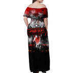 Step Into Horror Domain Swans Football Family Matching Off Shoulder Maxi Dress and Hawaiian Shirt Halloween Horror Movie Characters - Aussie Hoodie