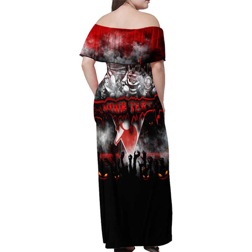 Step Into Horror Domain Swans Football Family Matching Off Shoulder Maxi Dress and Hawaiian Shirt Halloween Horror Movie Characters - Aussie Hoodie