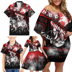 Step Into Horror Domain Swans Football Family Matching Off Shoulder Short Dress and Hawaiian Shirt Halloween Horror Movie Characters - Aussie Hoodie
