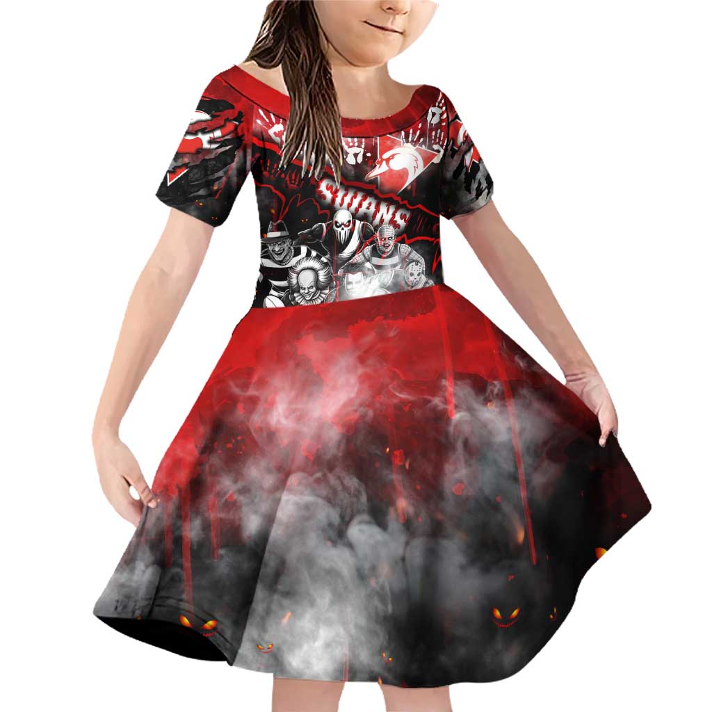 Step Into Horror Domain Swans Football Family Matching Off Shoulder Short Dress and Hawaiian Shirt Halloween Horror Movie Characters - Aussie Hoodie