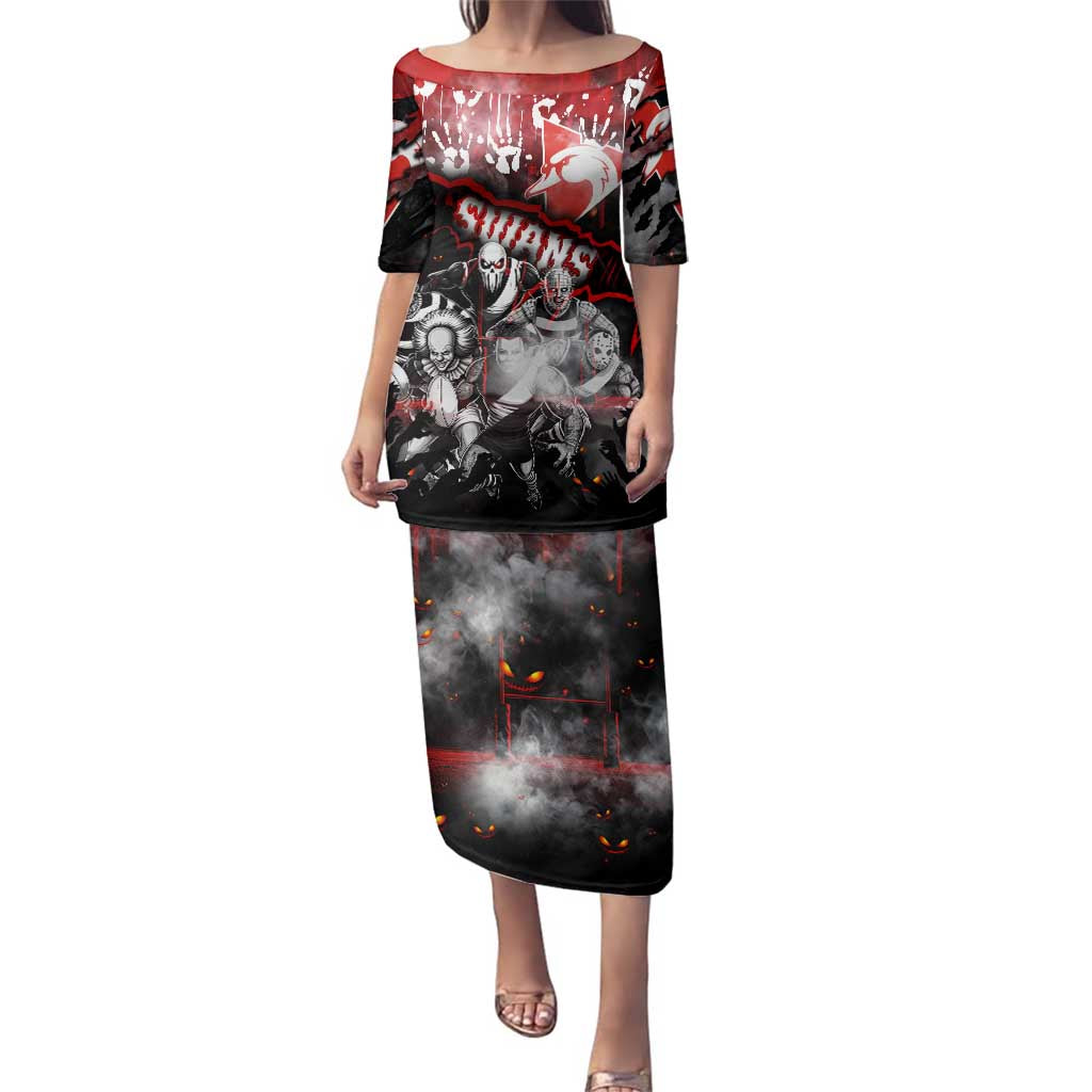 Step Into Horror Domain Swans Football Family Matching Puletasi and Hawaiian Shirt Halloween Horror Movie Characters - Aussie Hoodie