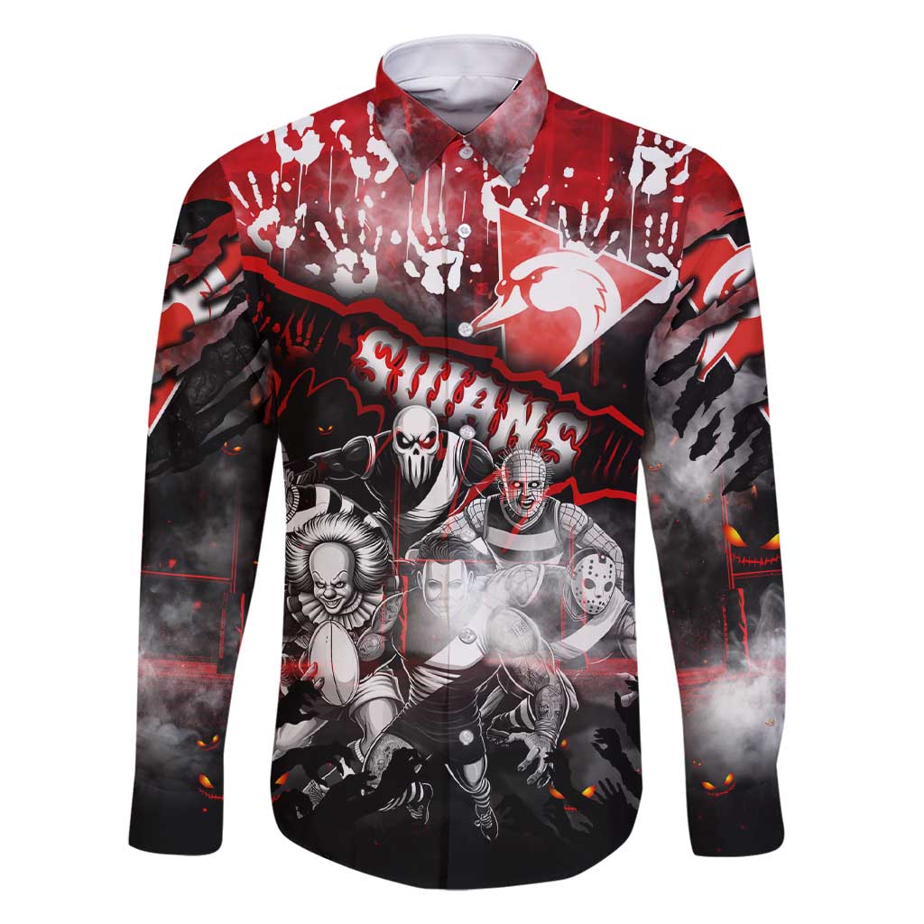 Step Into Horror Domain Swans Football Family Matching Short Sleeve Bodycon Dress and Hawaiian Shirt Halloween Horror Movie Characters - Aussie Hoodie