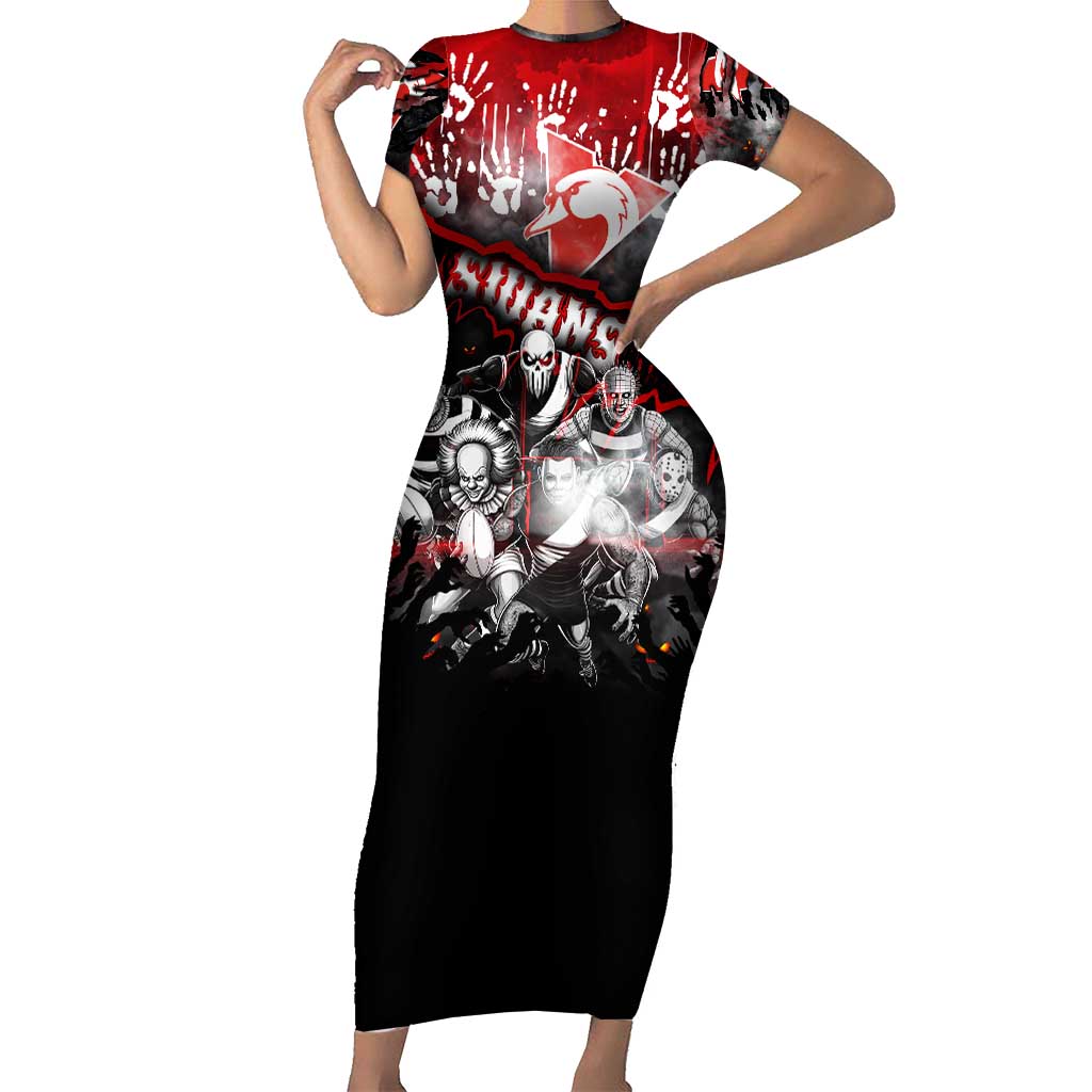 Step Into Horror Domain Swans Football Family Matching Short Sleeve Bodycon Dress and Hawaiian Shirt Halloween Horror Movie Characters - Aussie Hoodie
