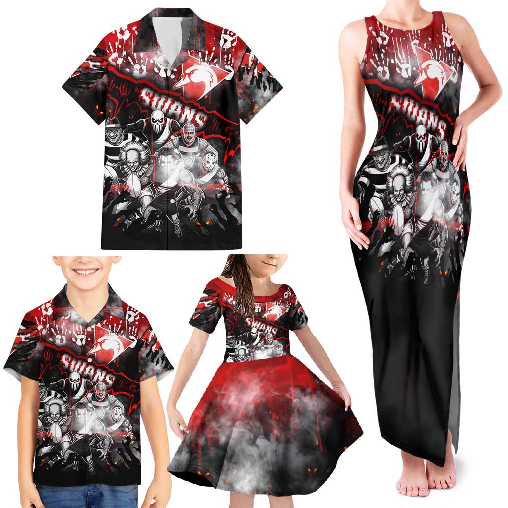 Step Into Horror Domain Swans Football Family Matching Tank Maxi Dress and Hawaiian Shirt Halloween Horror Movie Characters - Aussie Hoodie