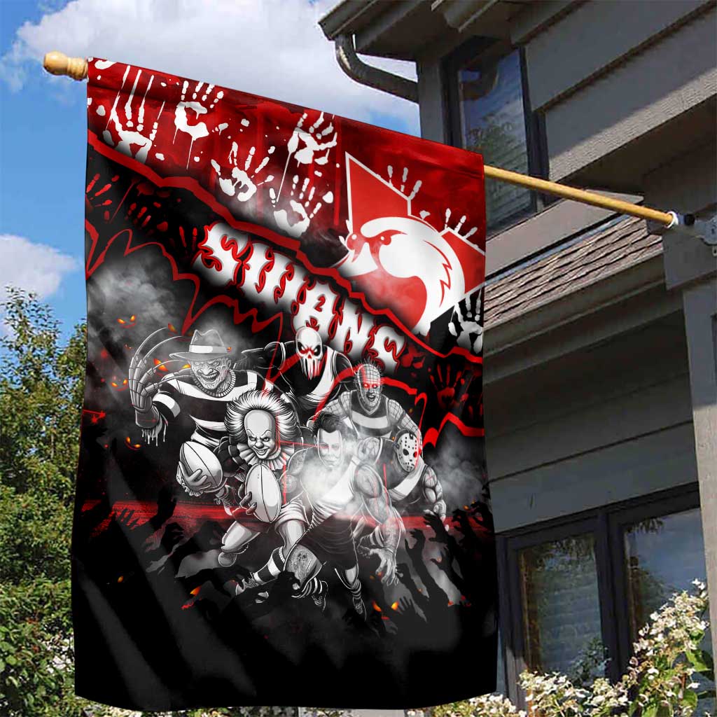 Step Into Horror Domain Swans Football Garden Flag Halloween Horror Movie Characters - Aussie Hoodie