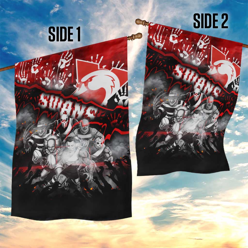 Step Into Horror Domain Swans Football Garden Flag Halloween Horror Movie Characters - Aussie Hoodie