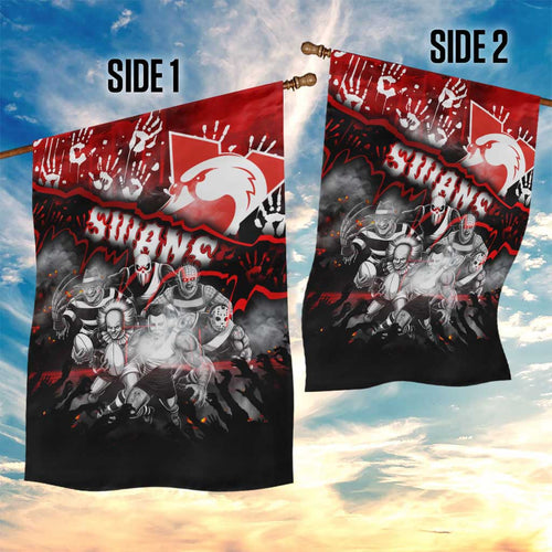 Step Into Horror Domain Swans Football Garden Flag Halloween Horror Movie Characters - Aussie Hoodie