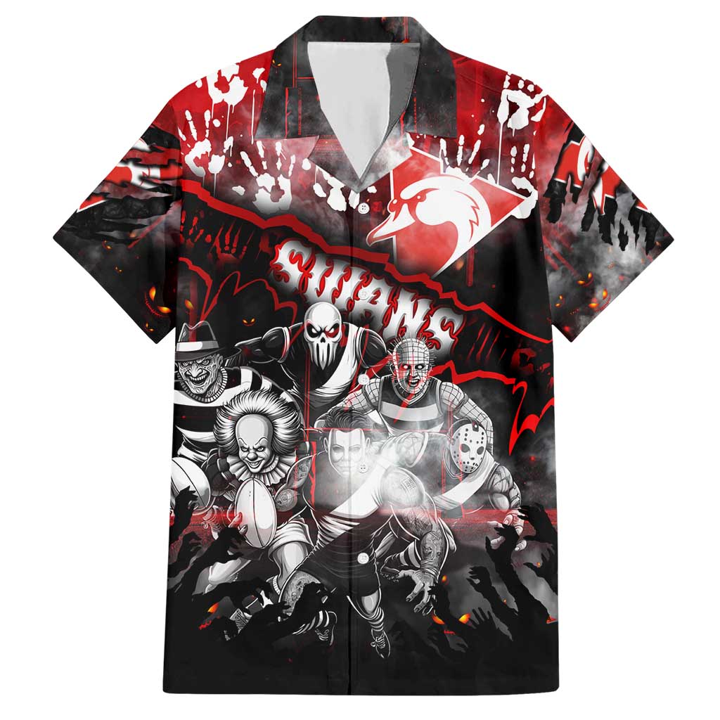 Step Into Horror Domain Swans Football Hawaiian Shirt Halloween Horror Movie Characters - Aussie Hoodie