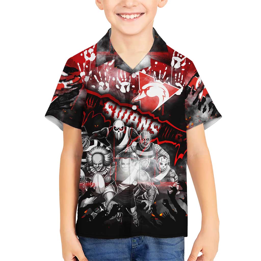 Step Into Horror Domain Swans Football Hawaiian Shirt Halloween Horror Movie Characters - Aussie Hoodie