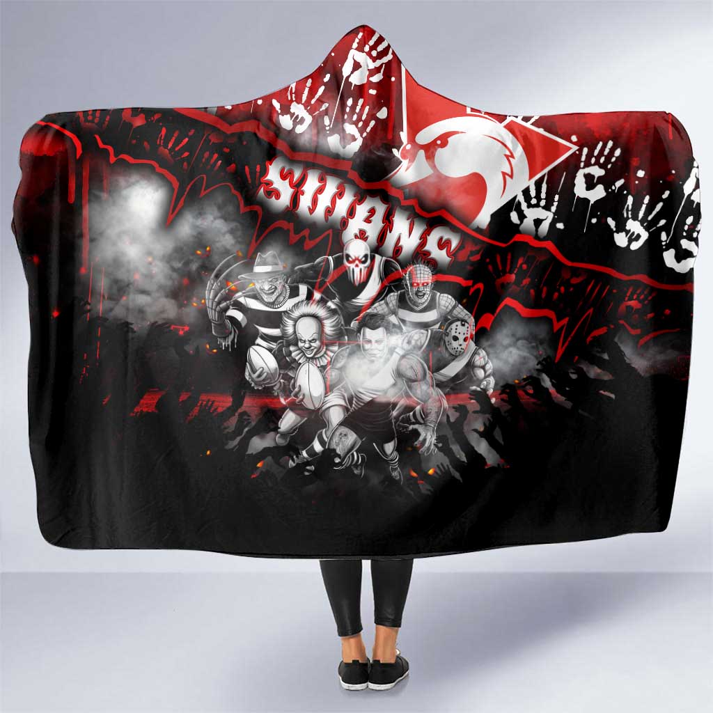 Step Into Horror Domain Swans Football Hooded Blanket Halloween Horror Movie Characters - Aussie Hoodie