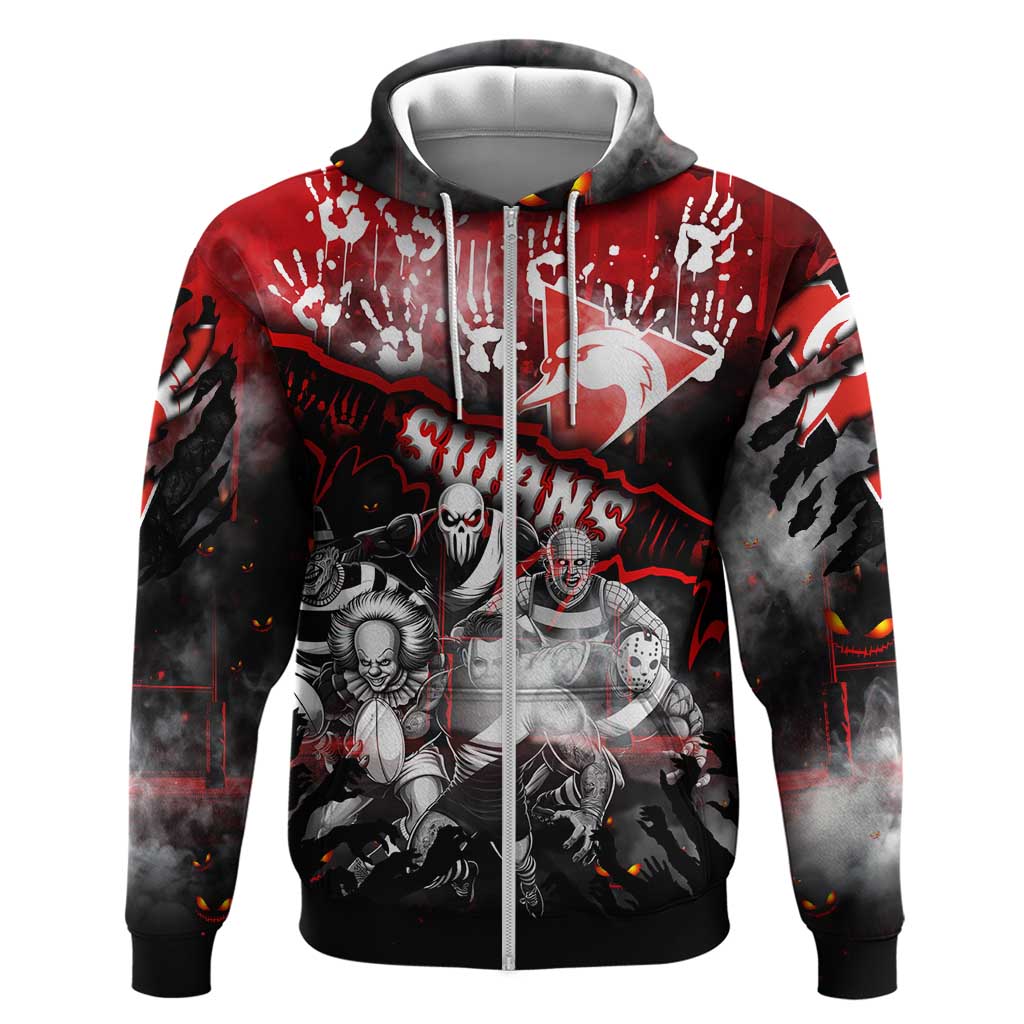 Step Into Horror Domain Swans Football Hoodie Halloween Horror Movie Characters - Aussie Hoodie