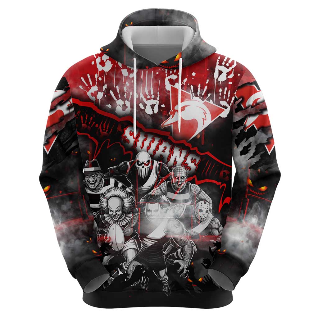 Step Into Horror Domain Swans Football Hoodie Halloween Horror Movie Characters - Aussie Hoodie