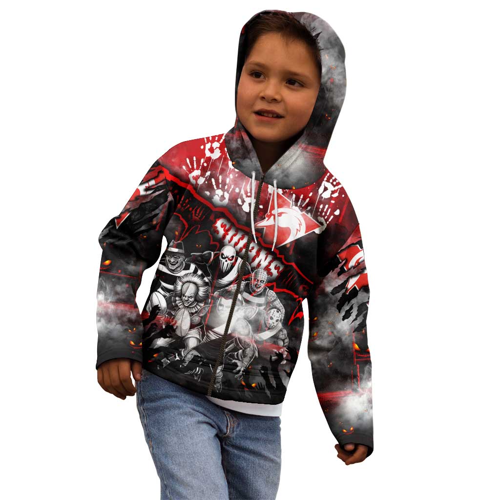 Step Into Horror Domain Swans Football Kid Hoodie Halloween Horror Movie Characters - Aussie Hoodie