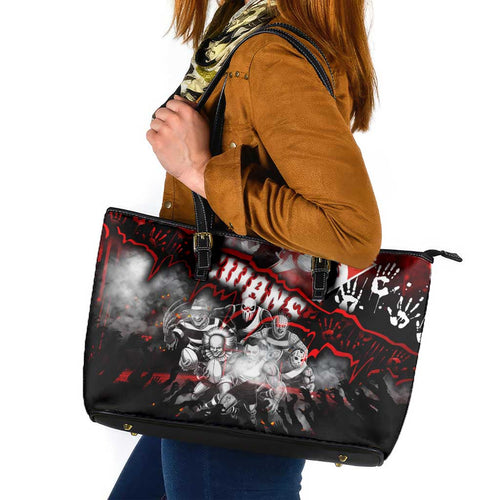 Step Into Horror Domain Swans Football Leather Tote Bag Halloween Horror Movie Characters - Aussie Hoodie