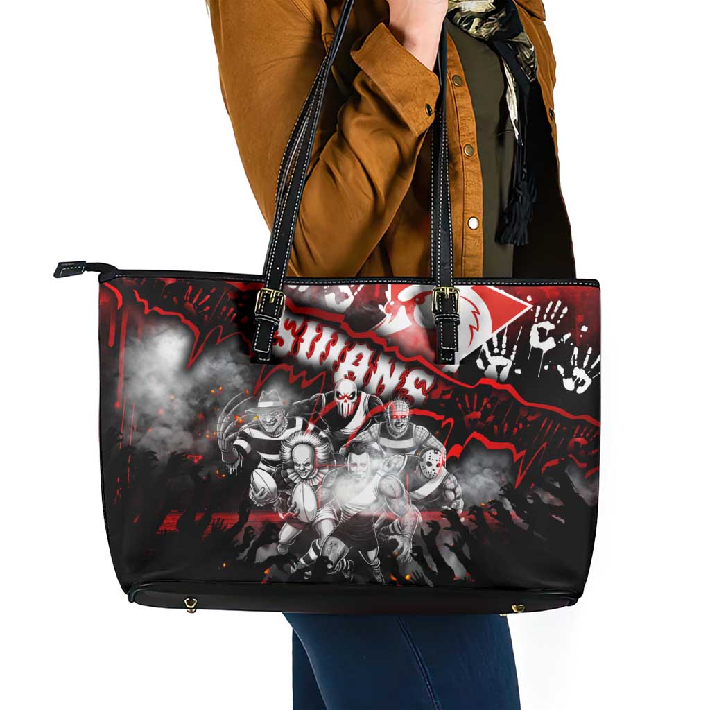 Step Into Horror Domain Swans Football Leather Tote Bag Halloween Horror Movie Characters - Aussie Hoodie