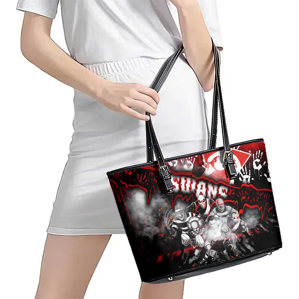 Step Into Horror Domain Swans Football Leather Tote Bag Halloween Horror Movie Characters - Aussie Hoodie