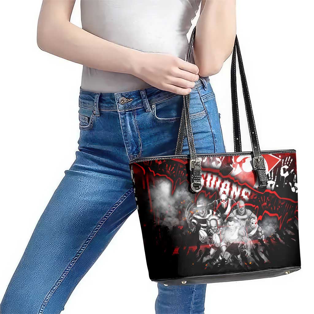 Step Into Horror Domain Swans Football Leather Tote Bag Halloween Horror Movie Characters - Aussie Hoodie
