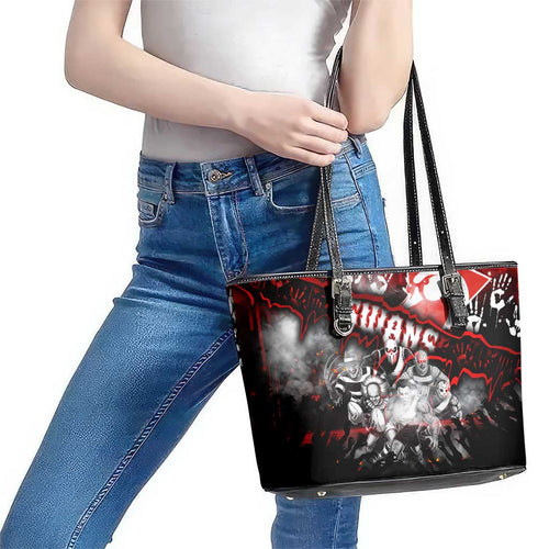 Step Into Horror Domain Swans Football Leather Tote Bag Halloween Horror Movie Characters - Aussie Hoodie